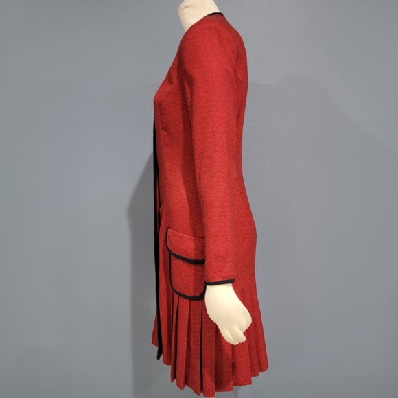 Vtg Ms. Chaus red pleated dress 6 - Picture 5 of 9